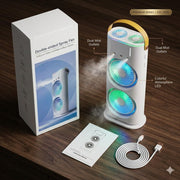 Double Ended Spray Fan – Portable Cooling Mist Fan with Dual Nozzles and Remote Control