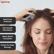 Rechargeable Electric Head & Scalp Kneading Massager, 4 Speed Modes, Handheld Portable Head Massager for Hair Growth, Deep Clean and Stress Relieving