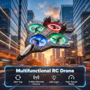 Remote Control Fighter Jet RC Airplane for Kids & Adults with LED Lights | 360° Flip, Stunt Roll Flying Plane Toy for Boys