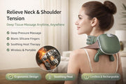 Electric Neck & Shoulder Pain Relief Device with Heat, Deep Tissue Shiatsu Cervical Massage Machine, Back & Body Muscle Relaxation Therapy for Home Office Car Use
