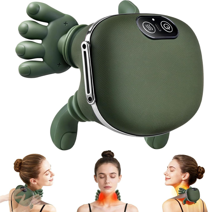 Electric Neck & Shoulder Pain Relief Device with Heat, Deep Tissue Shiatsu Cervical Massage Machine, Back & Body Muscle Relaxation Therapy for Home Office Car Use