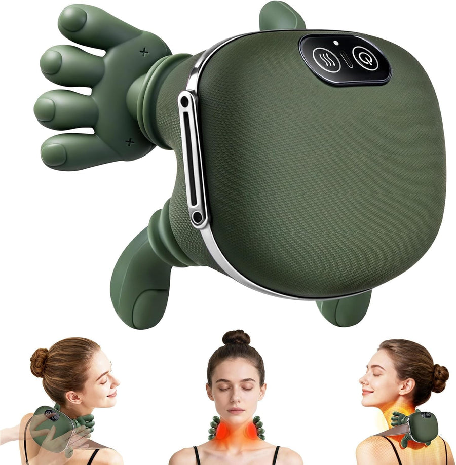 Electric Neck & Shoulder Pain Relief Device with Heat, Deep Tissue Shiatsu Cervical Massage Machine, Back & Body Muscle Relaxation Therapy for Home Office Car Use